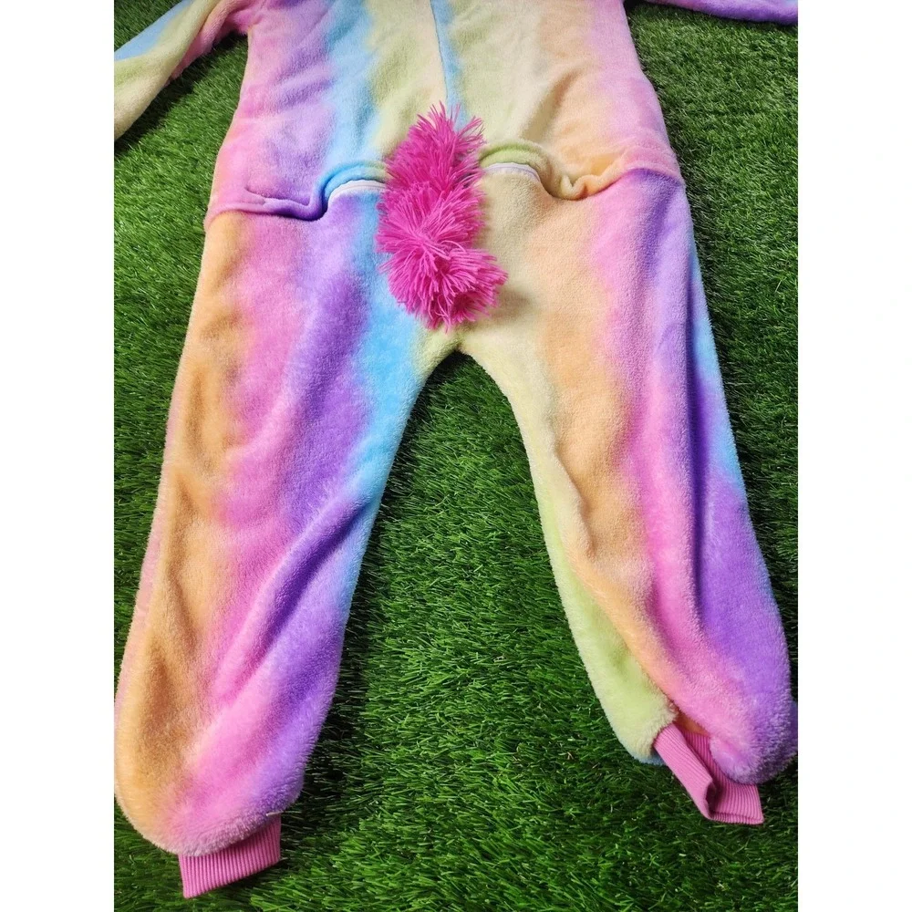 One Piece Pajamas Kids 7-8 Years Multicolor Unicorn Fleece‎ Hooded Suit